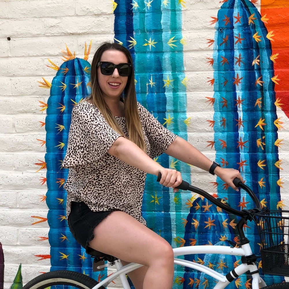 H&M Trumpet Sleeve Leopard Print Top